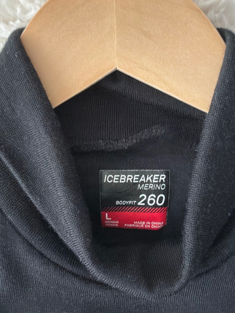 Icebreaker Merino 260 Tech Turtleneck Base Layer Top Black Women’s L - Picture 2 of 5